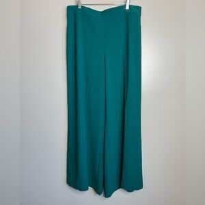 Ann Taylor pants green wide leg size 14 office holiday party preppy artsy